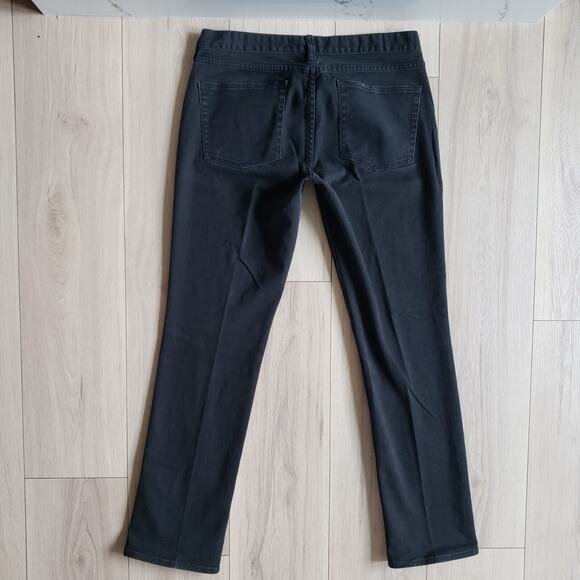 J Crew Jeans Womens 32R Matchstick Black Straight Leg Stretch Dark Wash Denim - Picture 2 of 9